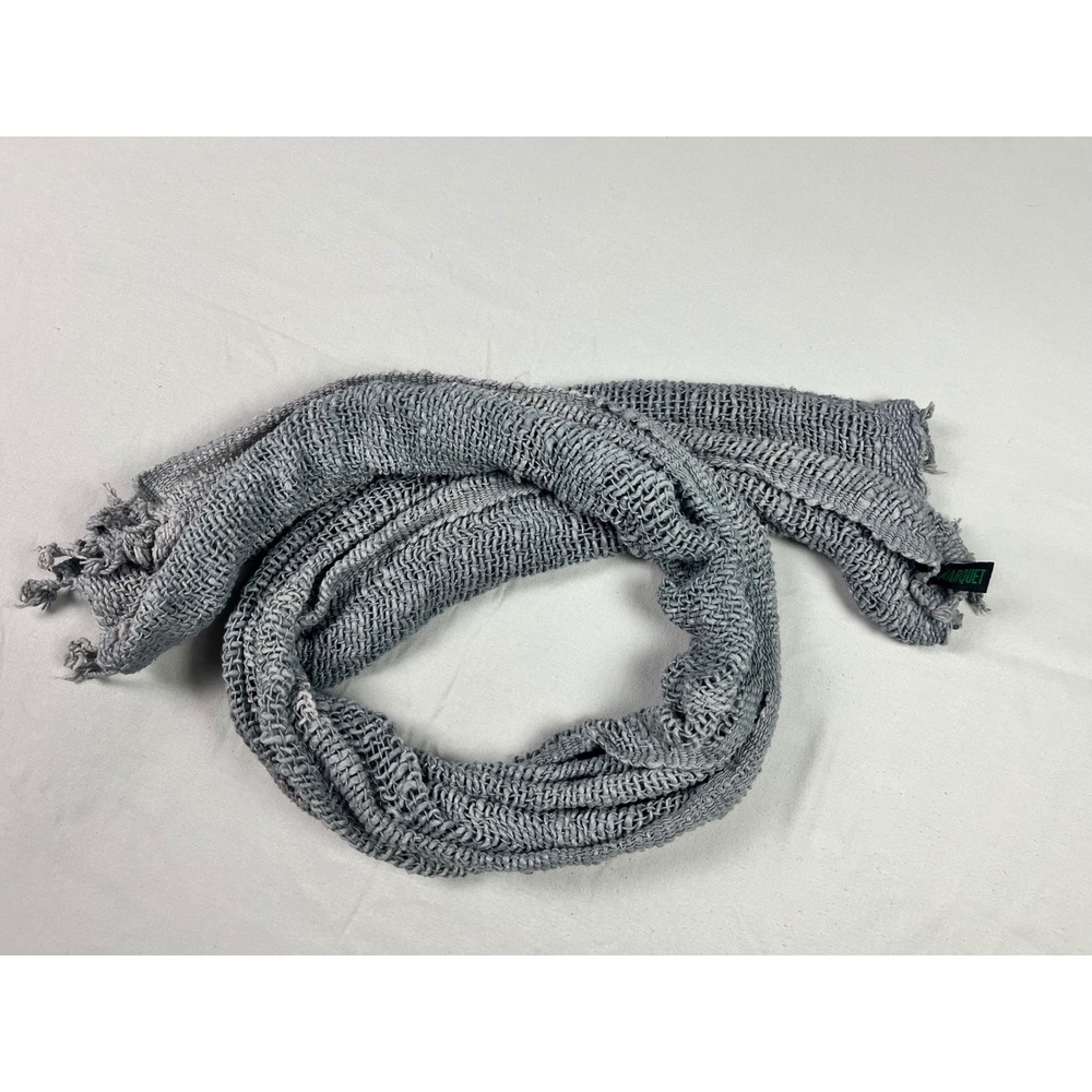 Marquet Grey 100% Cotton Scarf Handmade Thailand Open Weave Fringed Knit Scarf